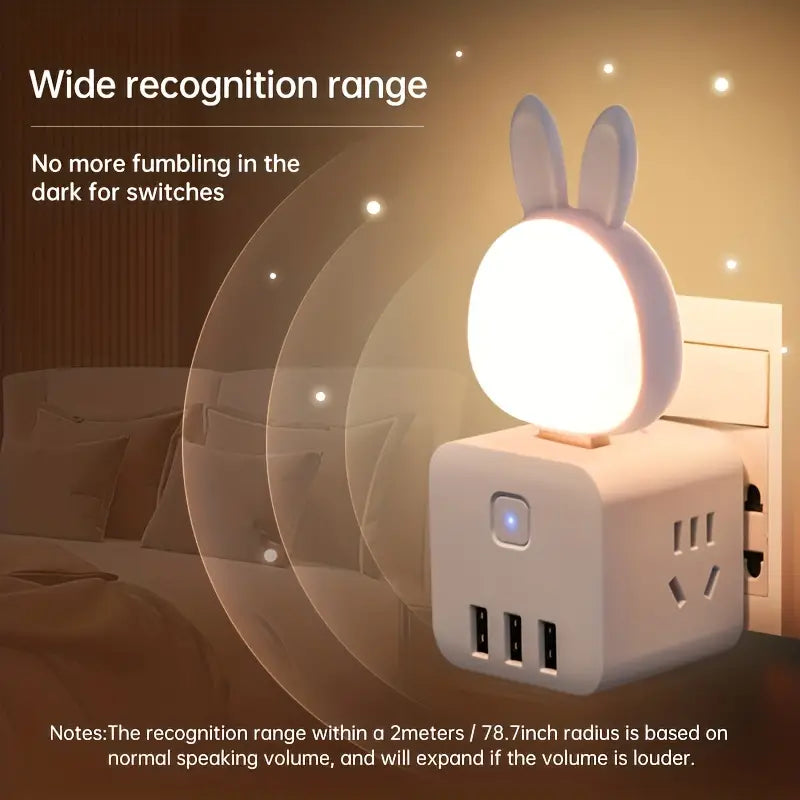 1pc Rabbit Small Night Light, Intelligent Voice Control