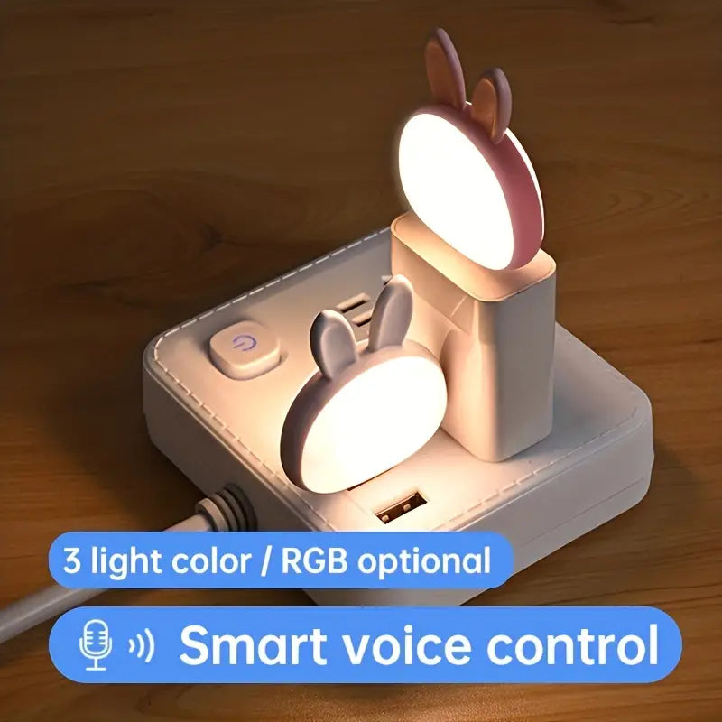 1pc Rabbit Small Night Light, Intelligent Voice Control