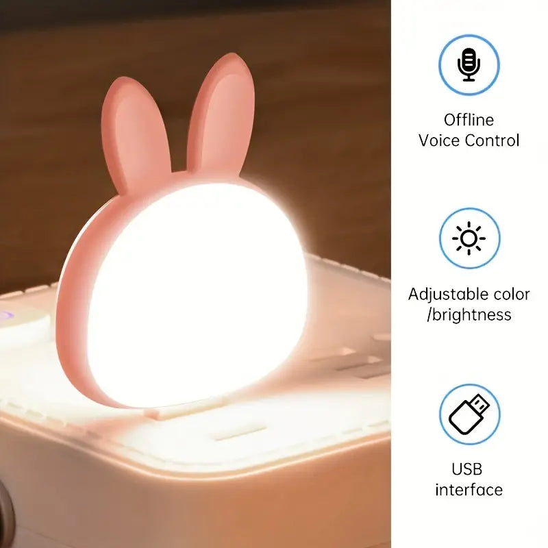 1pc Rabbit Small Night Light, Intelligent Voice Control