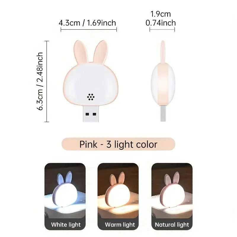 1pc Rabbit Small Night Light, Intelligent Voice Control